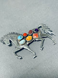 Mark Yazzie Native American Navajo Turquoise Sterling Silver Horse Pin/ Pendant Signed-Nativo Arts