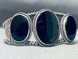 Twisted Wires Vintage Native American Navajo Jet Stone Sterling Silver Bracelet Old