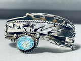 One Of The Most Unique Vintage Native American Navajo Turquoise Sterling Silver Bracelet-Nativo Arts
