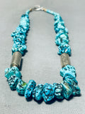 Native American Amazing Vintage Santo Domingo Sleeping Beauty Turquoise Sterling Silver Necklace-Nativo Arts