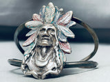 Huge Chief Vintage Native American Navajo Sterling Silver Bracelet Cuff-Nativo Arts