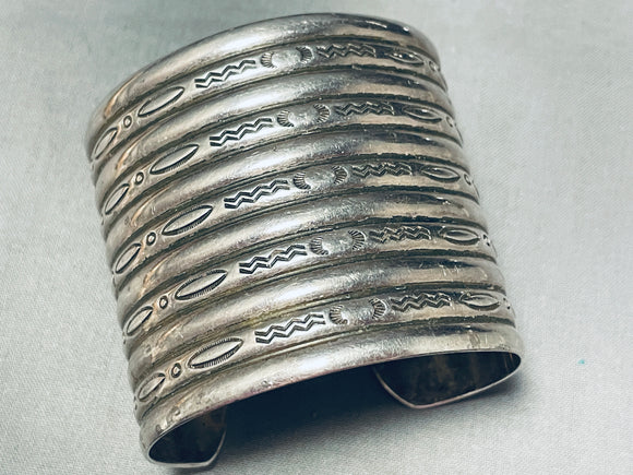 11 Story Tall Vintage Native American Navajo Sterling Silver Bracelet Cuff-Nativo Arts