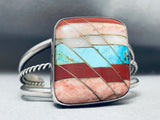 One Of The Best Vintage Native American Navajo Inlay Sterling Silver Turquoise Bracelet-Nativo Arts