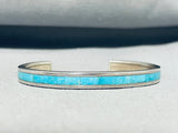 Brilliant Native American Zuni Blue Gem Turquoise Sterling Silver Robin Banteah Bracelet-Nativo Arts