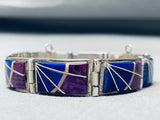 Te Best Lapis Suilite Sterling Silver Vintage Native American Navajo Link Bracelet-Nativo Arts