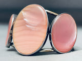The Best Vintage Native American Navajo Big Pink Shell Sterling Silver Bracelet Cuff Old-Nativo Arts