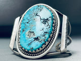 Important Lone Mountain Turquoise Vintage Native American Navajo Sterling Silver Bracelet-Nativo Arts