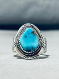 Signed Vintage Native American Hopi Morenci Turquoise Sterling Silver Ring-Nativo Arts
