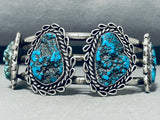 Gorgeous Vintage Native American Navajo Seafoam Turquoise Sterling Silver Bracelet-Nativo Arts