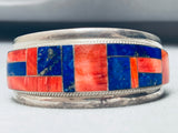 6.5 Inch Wrist Vintage Navajo Spiny Oyster Lapis Sterling Silver Bracelet-Nativo Arts