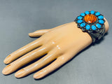 Huge Vintage Native American Navajo Spiny Oyster, Blue Gem Turquoise Sterling Silver Bracelet-Nativo Arts