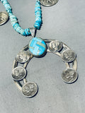 Mind-blowing Navajo/ Sioux Turquoise & Usa Coin Sterling Silver Necklace