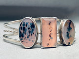 Spotted Pink Stones Vintage Native American Navajo Sterling Silver Bracelet-Nativo Arts