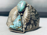 Important John Baca Vintage Native American Navajo Spiderweb Turquoise Sterling Silver Bracelet-Nativo Arts