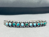 Authentic Vintage Native American Navajo Blue Green Turquoise Sterling Silver Bracelet-Nativo Arts