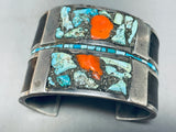 7 Inch Wrist Powerful Vintage Native American Navajo Turquoise Sterling Silver Bracelet-Nativo Arts