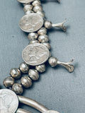 Womens Vintage Native American Navajo Coin Sterling Silver Squash Blossom Necklace-Nativo Arts