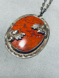 Real Dinosaur Bone Rare Vintage Native American Navajo Sterling Silver Necklace-Nativo Arts