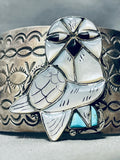 Arkie Nelson Owl Vintage Native American Navajo Turquoise Inlay Bracelet Cuff Old Important-Nativo Arts