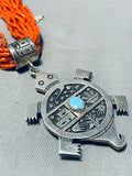 The Best Joe Coriz Santo Domingo Coral Sterling Silver Turtle Necklace-Nativo Arts