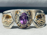 One Of The Best Ever Vintage Native American Navajo Amethyst Sterling Silver Gold Bracelet-Nativo Arts