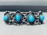 Johnnie Frank Vintage Native American Navajo Morenci Turquoise Sterling Silver Bracelet-Nativo Arts