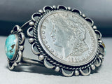Museum Quality Vintage Native American Navajo Sterling Silver Turquoise Coin Bracelet-Nativo Arts