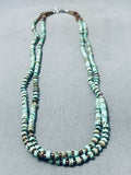 Green Heishi Turquoise Navajo Sterling Silver Necklace