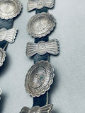 Hand Tooled Vintage Native American Navajo Sterling Silver Concho Belt Old-Nativo Arts