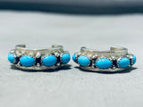 Exquisite Vintage Native American Navajo Sleeping Beauty Turquoise Sterling Silver Earrings-Nativo Arts