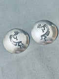(star) Impressive Vintage Native American Hopi Sterling Silver Earrings-Nativo Arts