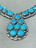 Native American Dynamic Vintage Santo Domingo Kingman Turquoise Sterling Silver Necklace-Nativo Arts