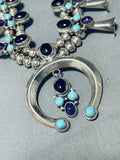 Amethyst & Turquoise Vintage Native American Navajo Sterling Silver Squash Blossom Necklace-Nativo Arts