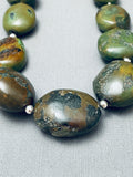 Big Chunky Vintage Native American Navajo Green Turquoise Sterling Silver Necklace-Nativo Arts