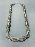 Native American Very Rare Hand Woven Braided Sterling Silver Heishi Necklace-Nativo Arts