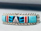 One Of The Best 6' Wrist Vintage Native American Navajo Turquoise Inlay Sterling Silver Bracelet-Nativo Arts