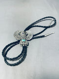 Impressive Native American Navajo Royston Turquoise Sterling Silver Kachina Bolo-Nativo Arts