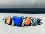 Dropdead Gorgeous Vintage Native American Navajo Lapis Heart Sterling Silver Bracelet-Nativo Arts
