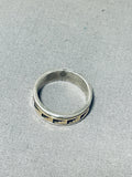 Excellent Vintage Native American Navajo Sterling Silver And 14k Gold Ring Signed P. Skeets-Nativo Arts