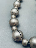 Hand Tooled Vintage Native American Navajo Sterling Silver Balls Necklace Old-Nativo Arts