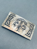 Highly Detailed Vintage Navajo Indian Dancing Sterling Silver Buckle-Nativo Arts