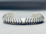 Thicker Serrated Vintage Native American Navajo Sterling Silver Bracelet Cuff-Nativo Arts