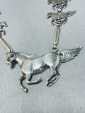 Super Intricate Vintage Native American Navajo Sterling Silver Horse Necklace-Nativo Arts