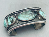 Green Basalt Turquoise!! Vintage Native American Navajo Sterling Silver Bracelet-Nativo Arts