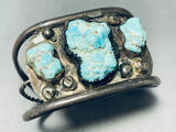 Boulders Of Turquoise Vintage Native American Navajo Sterling Silver Bracelet-Nativo Arts