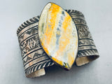 Massive Yellow Jasper Vintage Native American Navajo Sterling Silver Bracelet-Nativo Arts