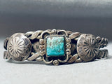 Late 1800's Early 1900's Vintage Native American Navajo Turquoise Sterling Silver Bracelet