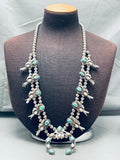 Womens Vintage Native American Navajo Turquoise Sterling Silver Squash Blossom Necklace-Nativo Arts