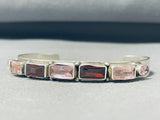 Gorgeous Native American Navajo Signed Garnet Amethyst Sterling Silver Bracelet-Nativo Arts