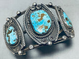 One Of The Finest Vintage Native American Navajo Morenci Turquoise Sterling Silver Bracelet-Nativo Arts